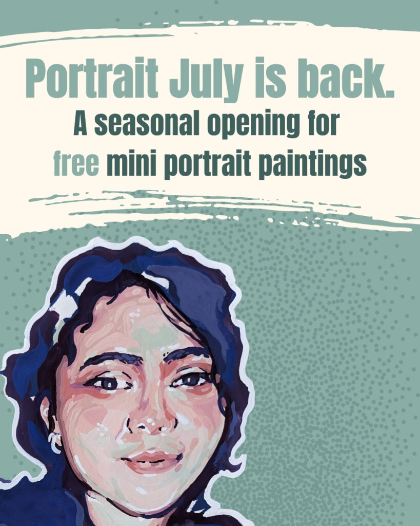 Portrait July 2026 gouache portrait study in progress at LRT Studio